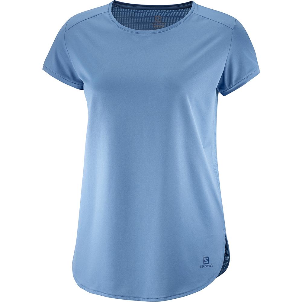 Salomon Singapore Womens T-shirts - COMET BREEZE W Blue | 05836-GDFW